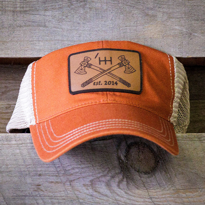 Montana Genuine Leather Tomahawks Patch Trucker Cap