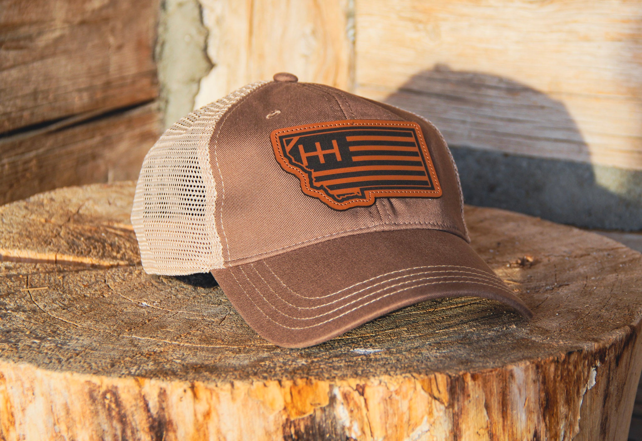 HH Tactical Montana Flag Leather Patch Trucker Hat