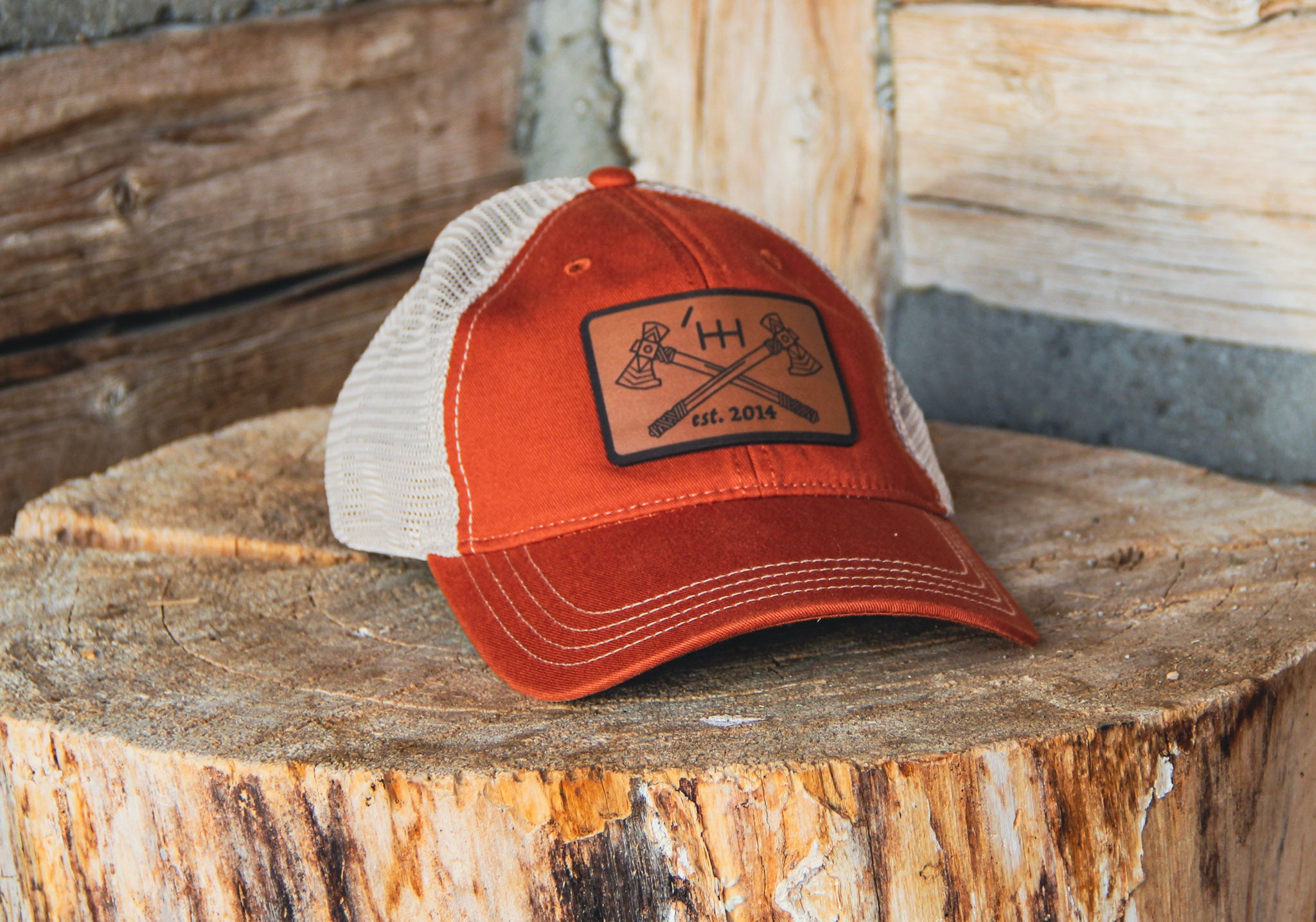 Tomahawks Leather Patch Trucker Hat